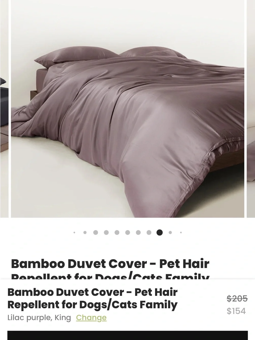 Bamboo Duvet Cover in Lilac Purple - King